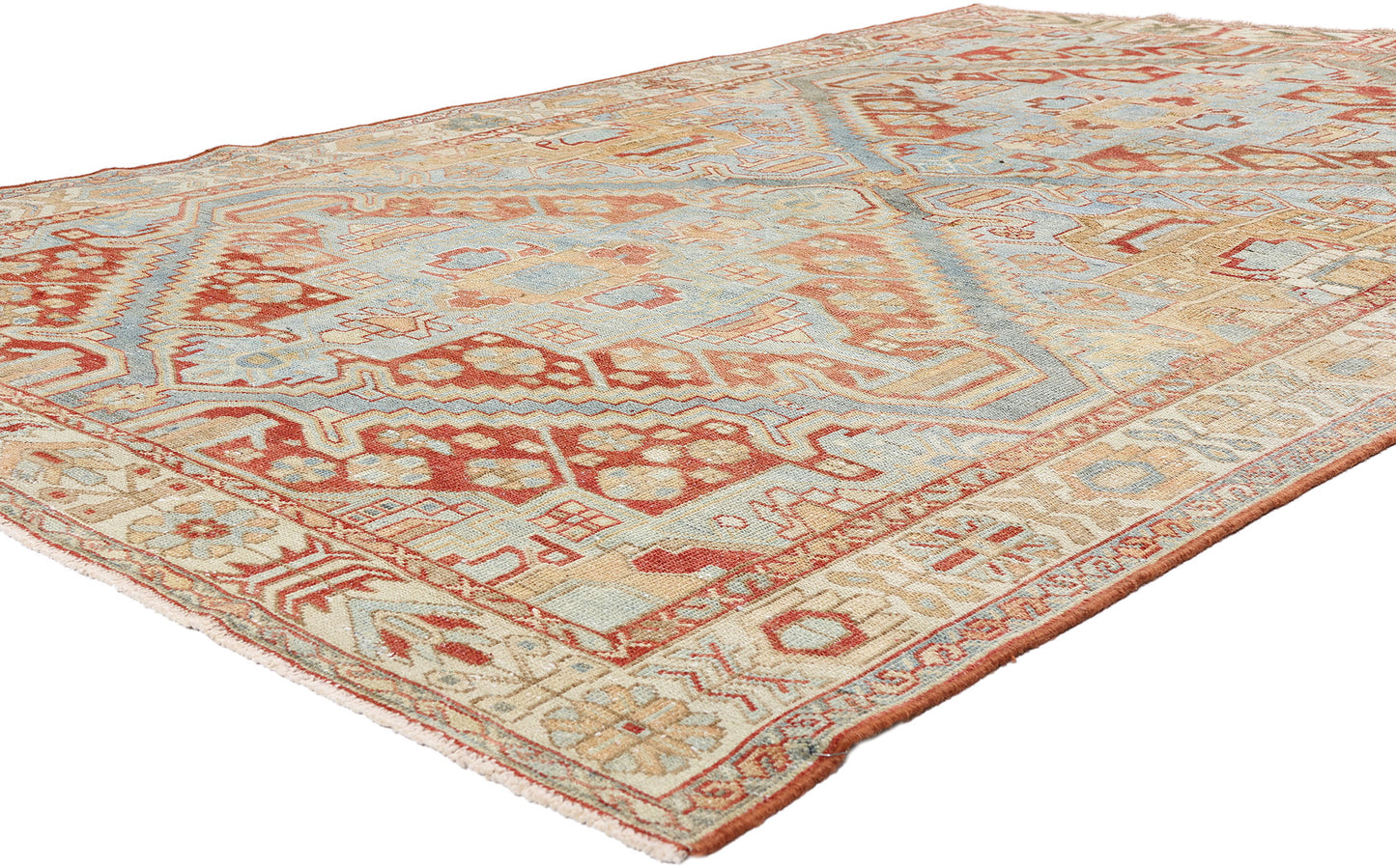 7 x 10 - Blue Antique Persian Heriz Rug - 54106