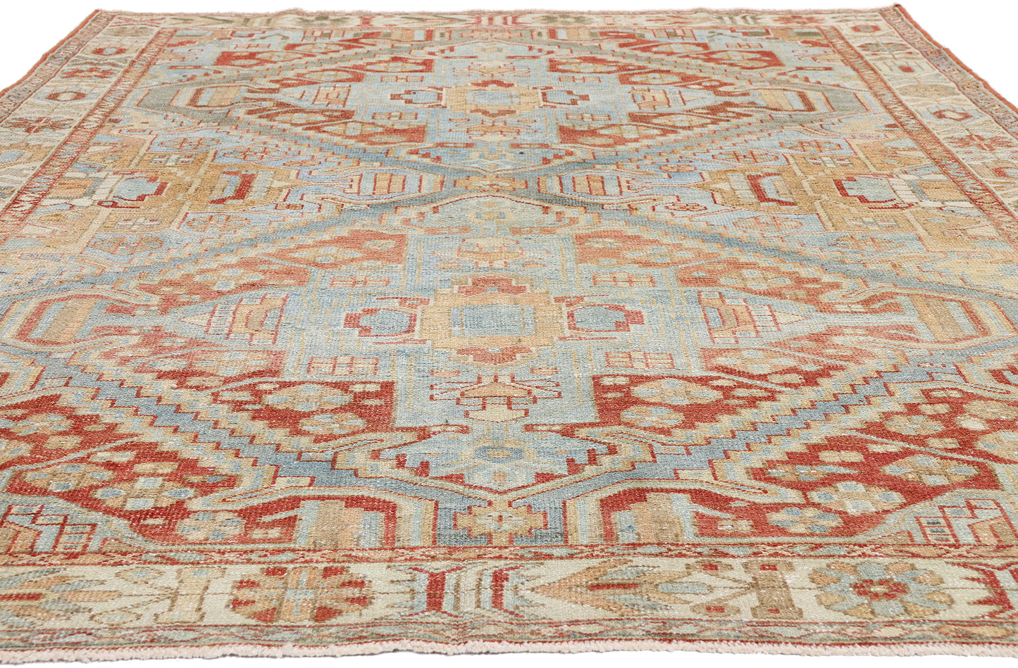 7 x 10 - Blue Antique Persian Heriz Rug - 54106
