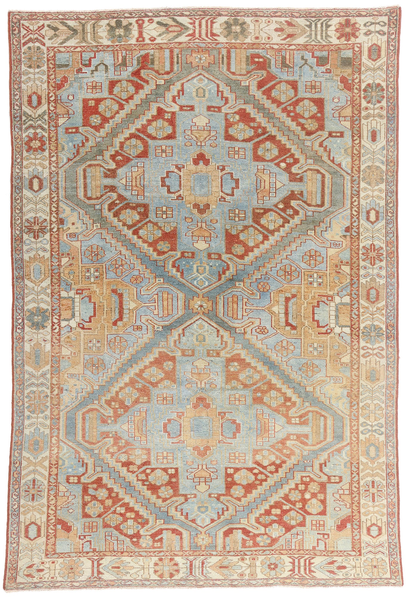 7 x 10 - Blue Antique Persian Heriz Rug - 54106
