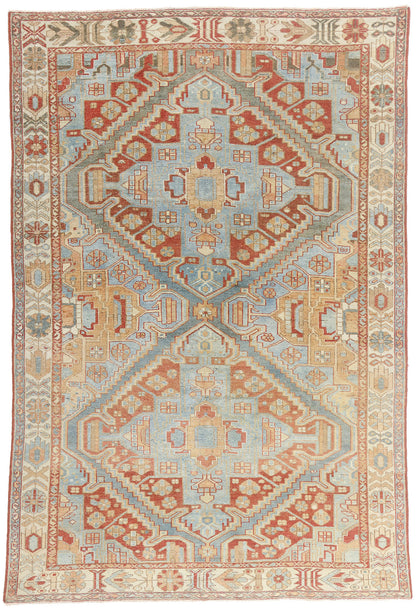 7 x 10 - Blue Antique Persian Heriz Rug - 54106