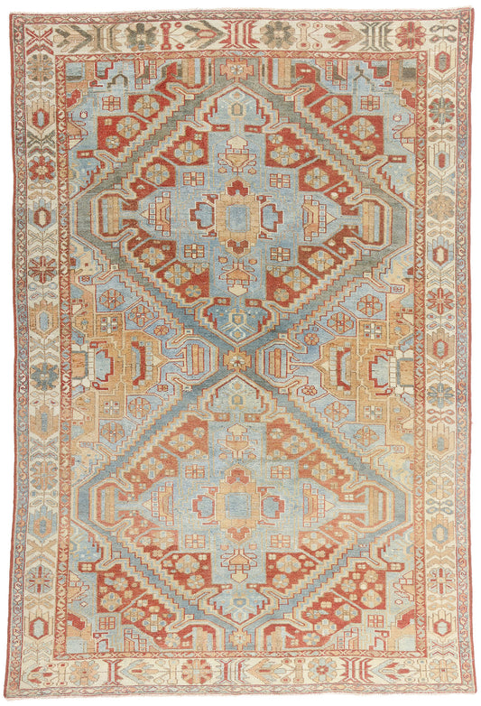 7 x 10 - Blue Antique Persian Heriz Rug - 54106