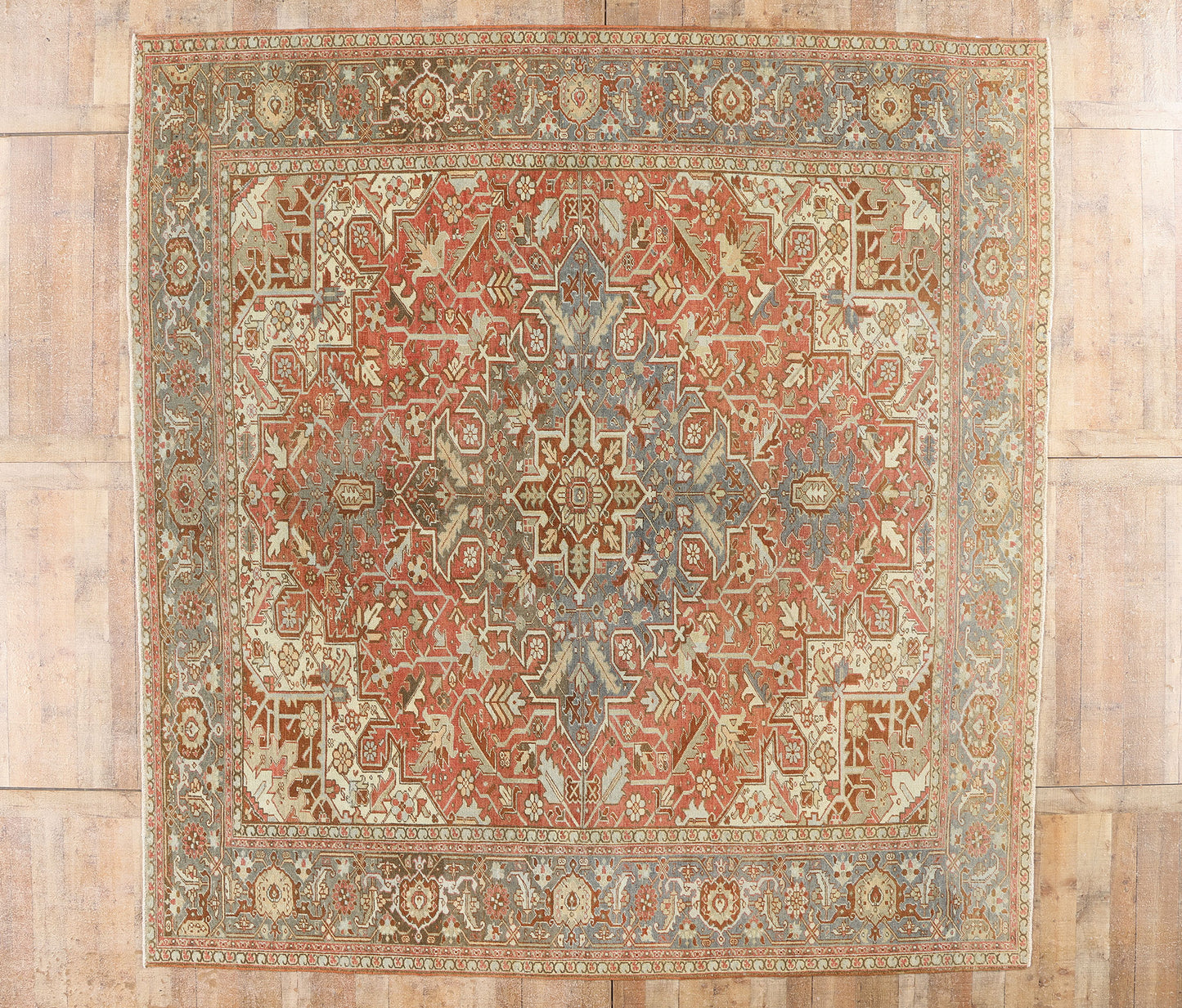12 x 11 - Red Antique Persian Heriz Rug - 54107