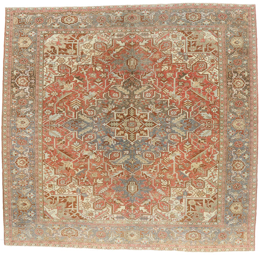 12 x 11 - Red Antique Persian Heriz Rug - 54107