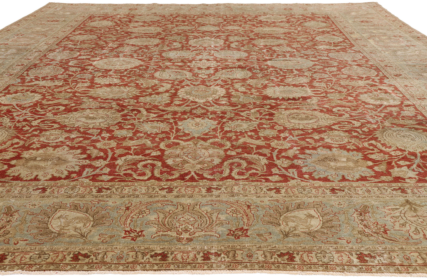 9 x 13 - Rust Antique Persian Tabriz Rug - 54110