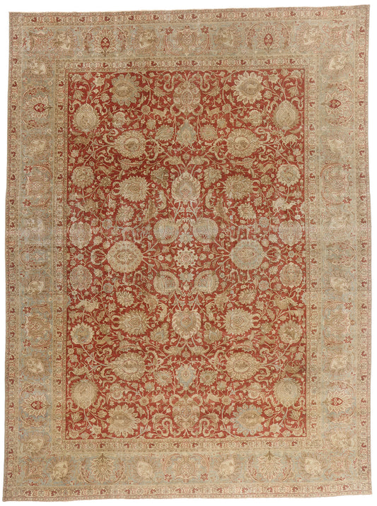 9 x 13 - Rust Antique Persian Tabriz Rug - 54110