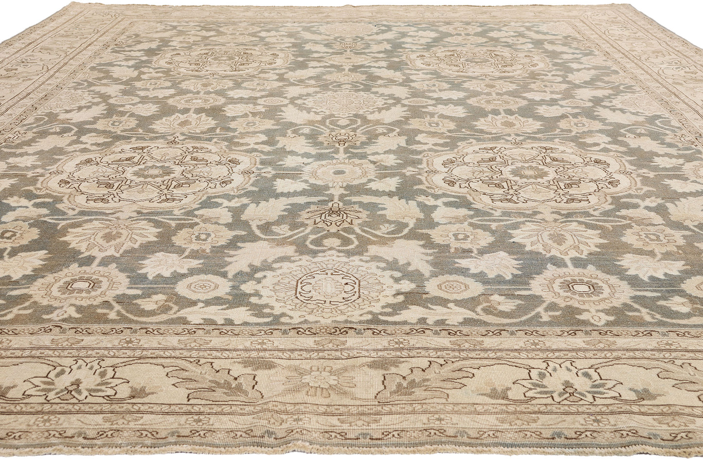 9 x 13 - Gray Antique Persian Tabriz Rug - 54111