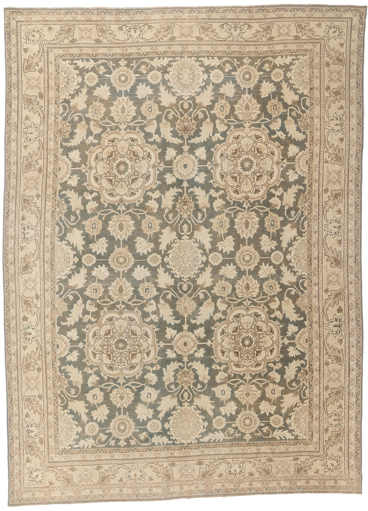 9 x 13 - Gray Antique Persian Tabriz Rug - 54111