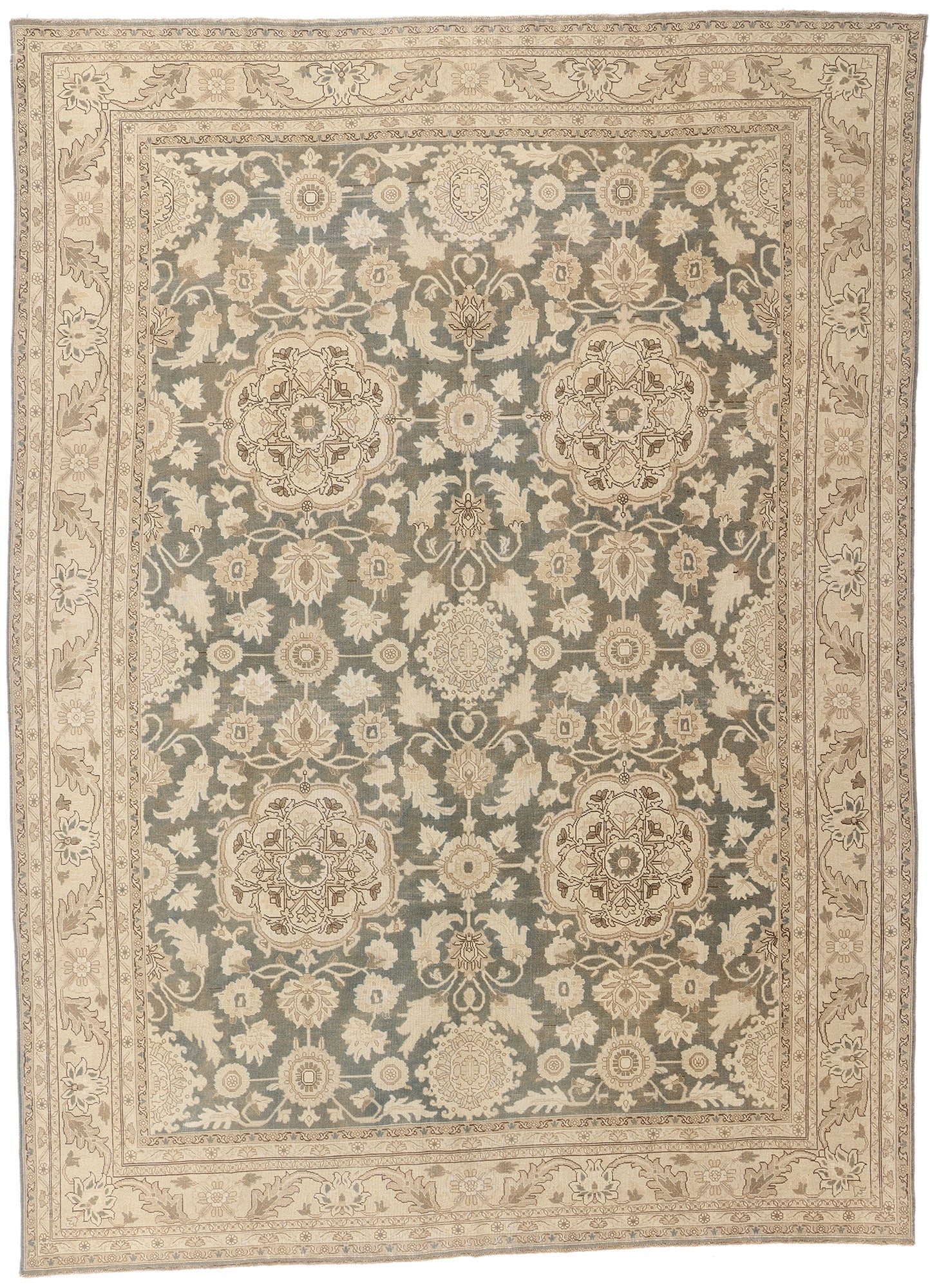 9 x 13 - Gray Antique Persian Tabriz Rug - 54111