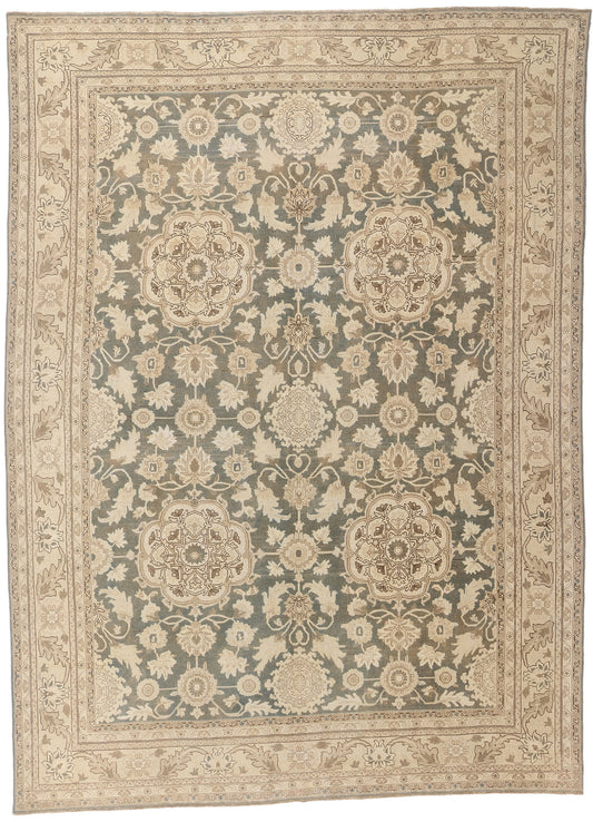 9 x 13 - Gray Antique Persian Tabriz Rug - 54111