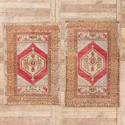 4 x 5 - Red Vintage Turkish Oushak Rug - 54114