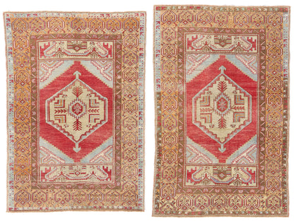 4 x 5 - Red Vintage Turkish Oushak Rug - 54114
