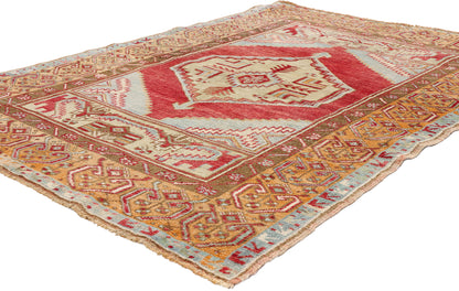 4 x 5 - Red Vintage Turkish Oushak Rug - 54114