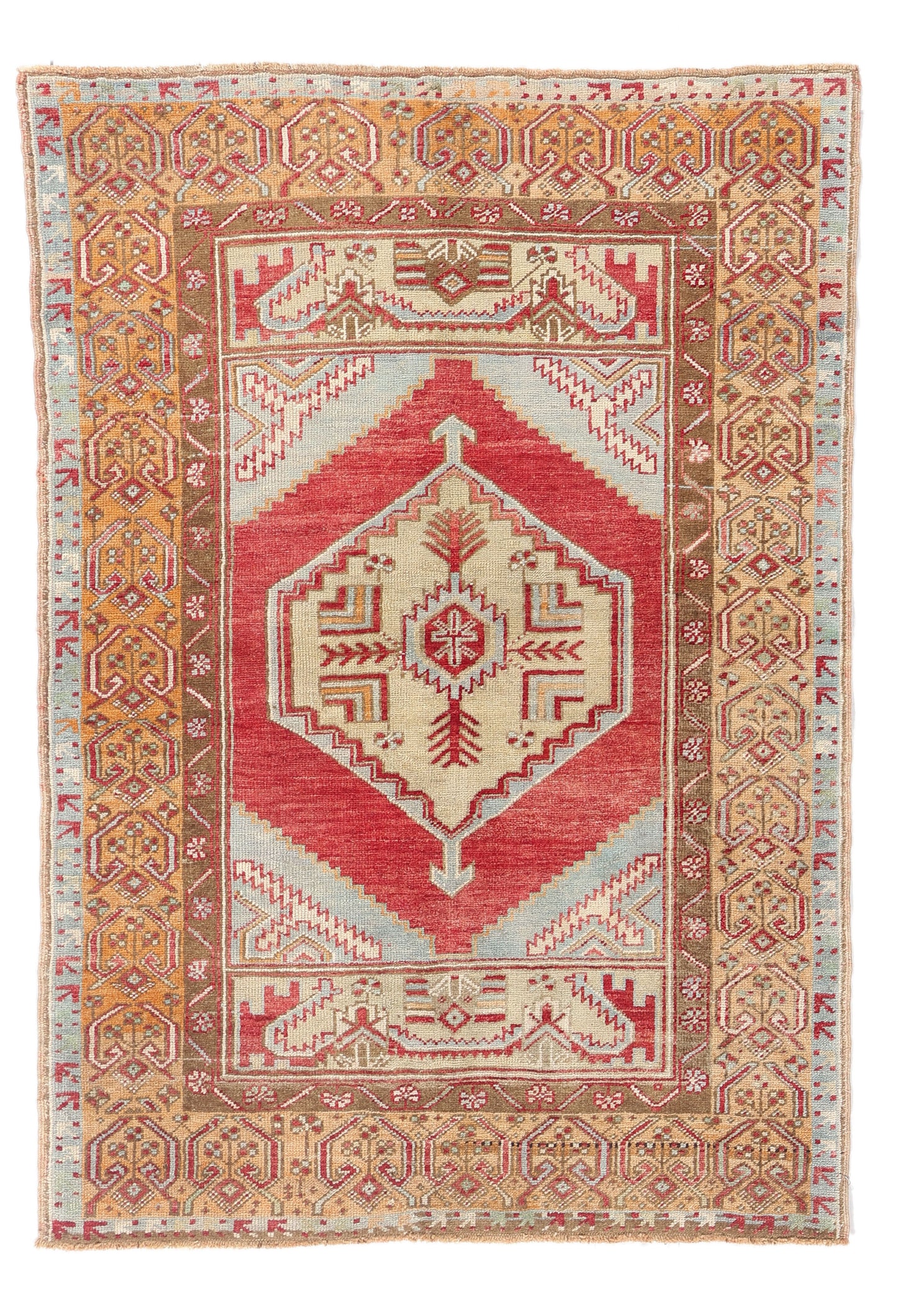 4 x 5 - Red Vintage Turkish Oushak Rug - 54114