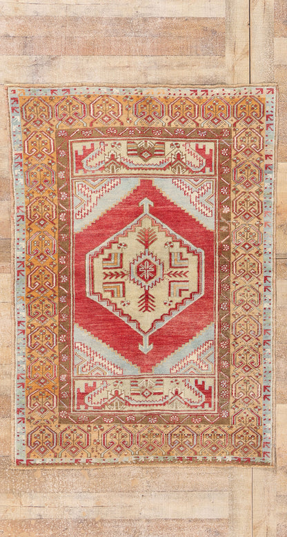 4 x 5 - Red Vintage Turkish Oushak Rug - 54114