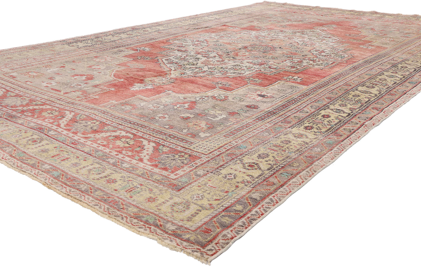 6 x 11 - Red Vintage Turkish Oushak Rug - 54116