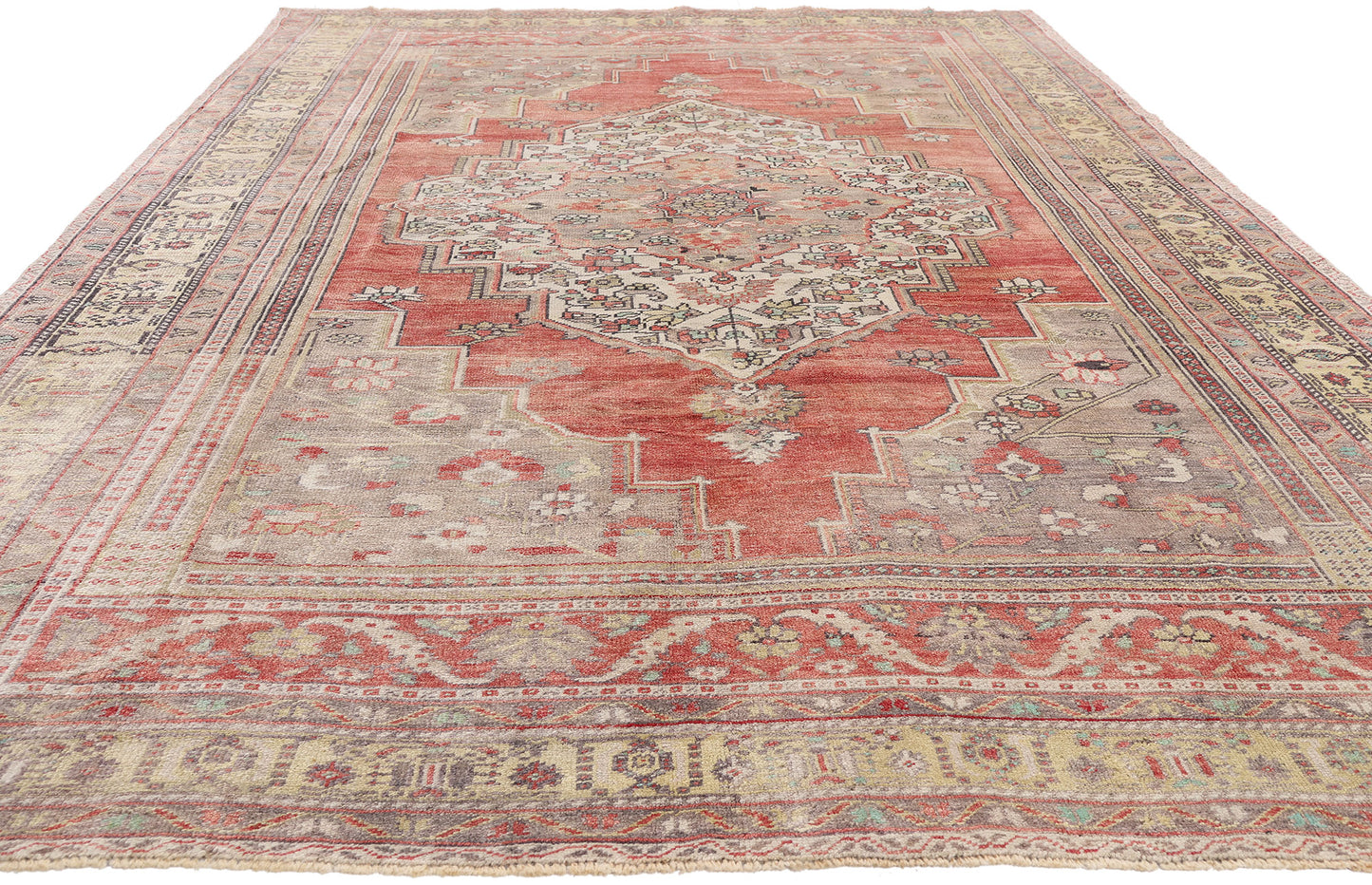 6 x 11 - Red Vintage Turkish Oushak Rug - 54116