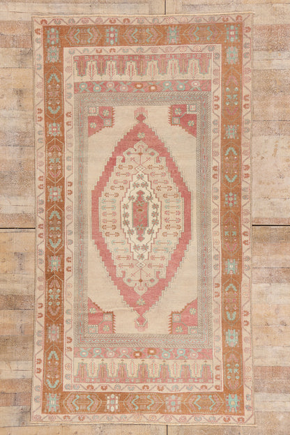 5 x 8 - Beige Vintage Turkish Oushak Rug - 54117