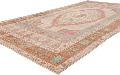 5 x 8 - Beige Vintage Turkish Oushak Rug - 54117