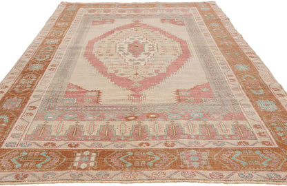 5 x 8 - Beige Vintage Turkish Oushak Rug - 54117