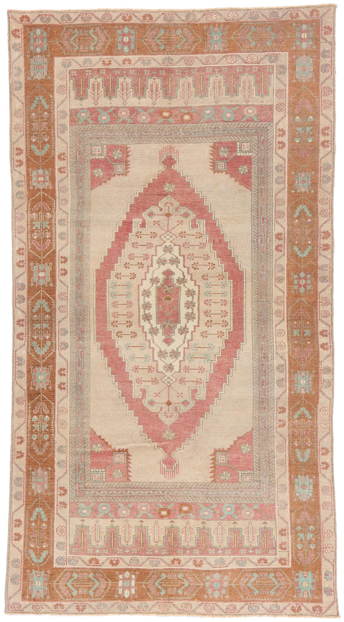 5 x 8 - Beige Vintage Turkish Oushak Rug - 54117