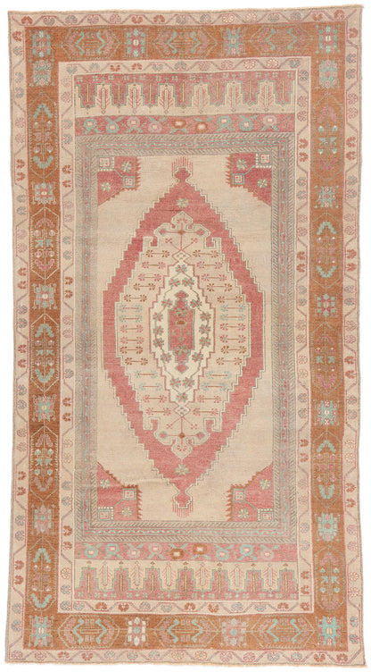 5 x 8 - Beige Vintage Turkish Oushak Rug - 54117