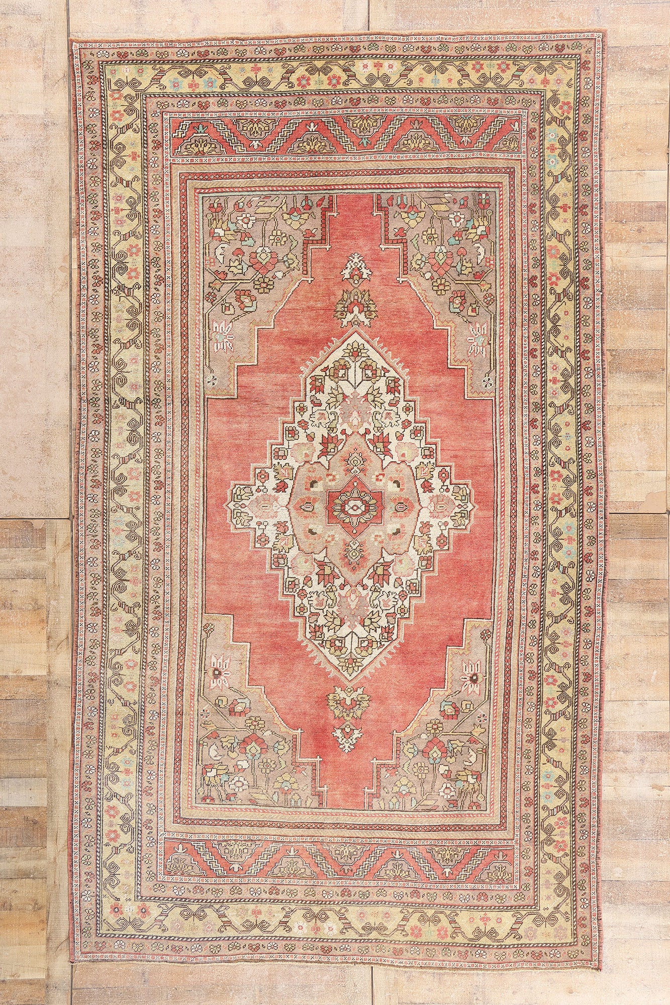 7 x 12 - Red Vintage Turkish Oushak Rug - 54118