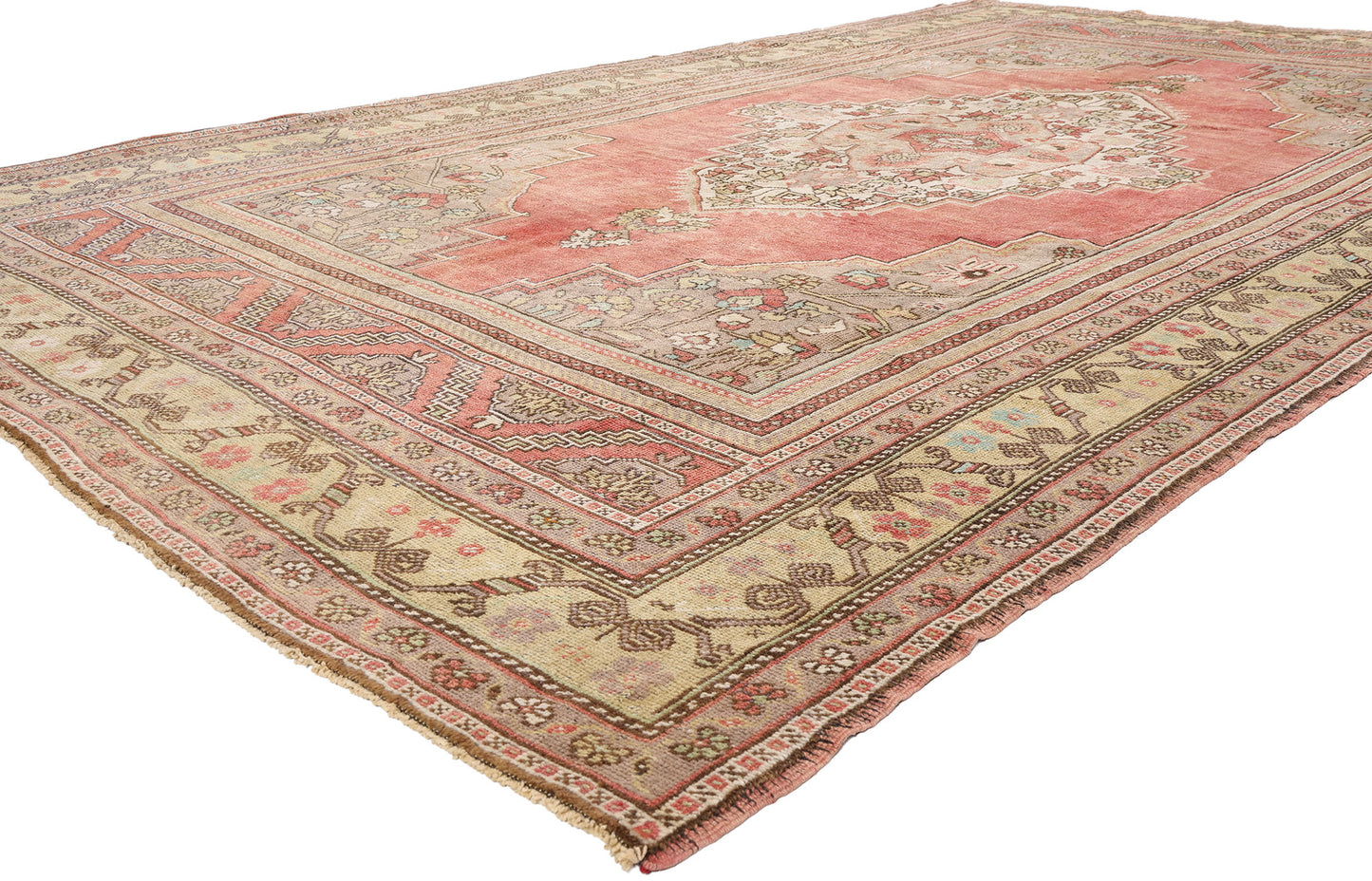 7 x 12 - Red Vintage Turkish Oushak Rug - 54118