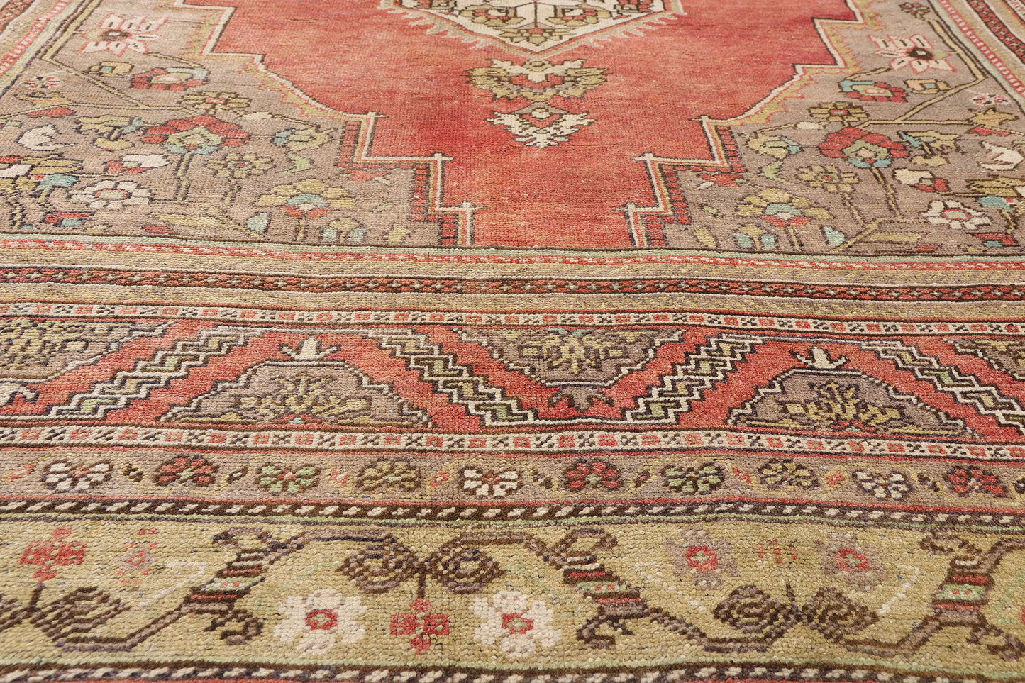 7 x 12 - Red Vintage Turkish Oushak Rug - 54118