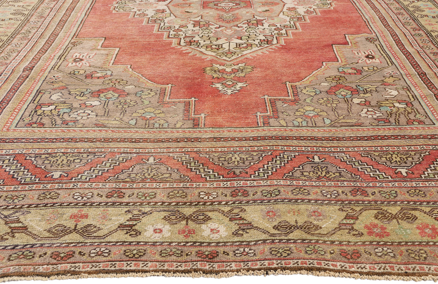 7 x 12 - Red Vintage Turkish Oushak Rug - 54118