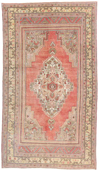 7 x 12 - Red Vintage Turkish Oushak Rug - 54118