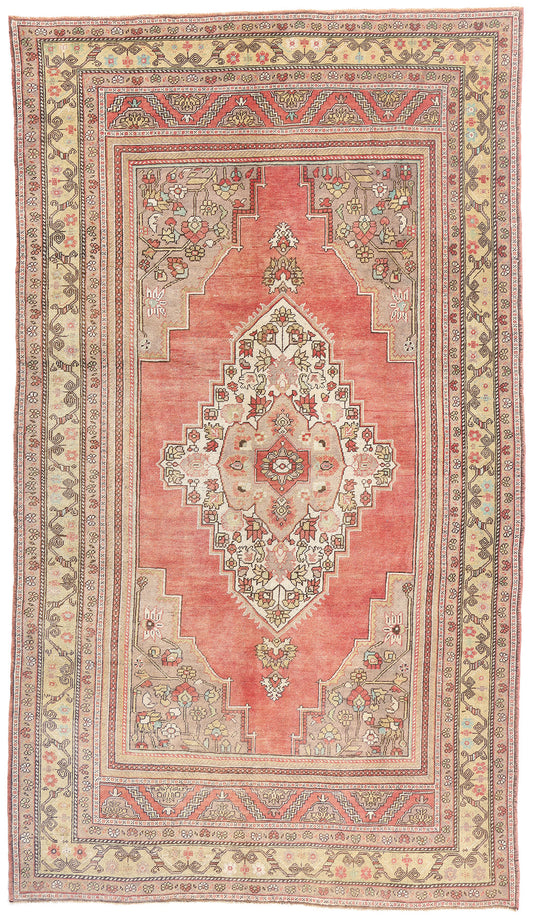 7 x 12 - Red Vintage Turkish Oushak Rug - 54118