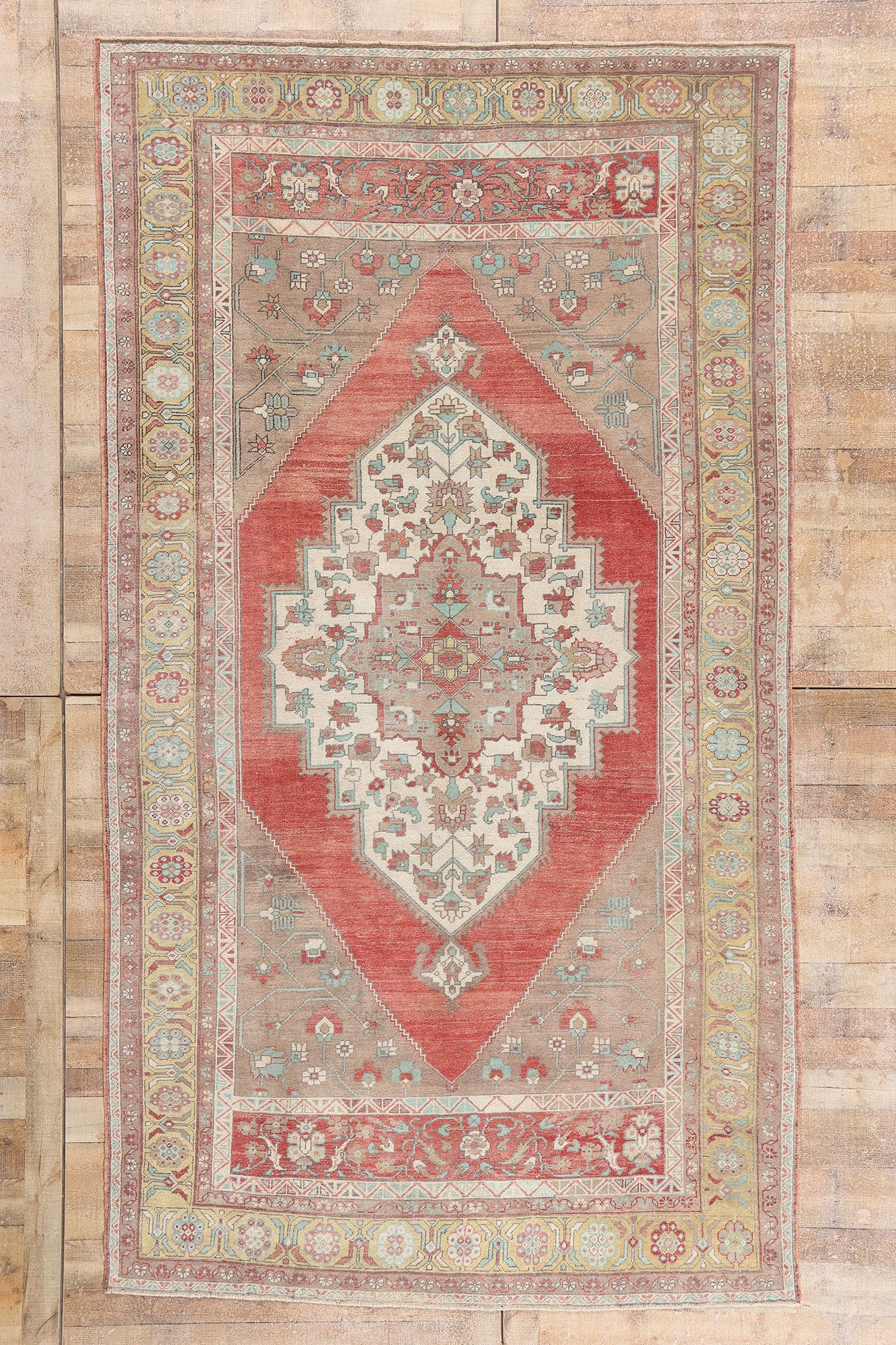 7 x 12 - Red Vintage Turkish Oushak Rug - 54119