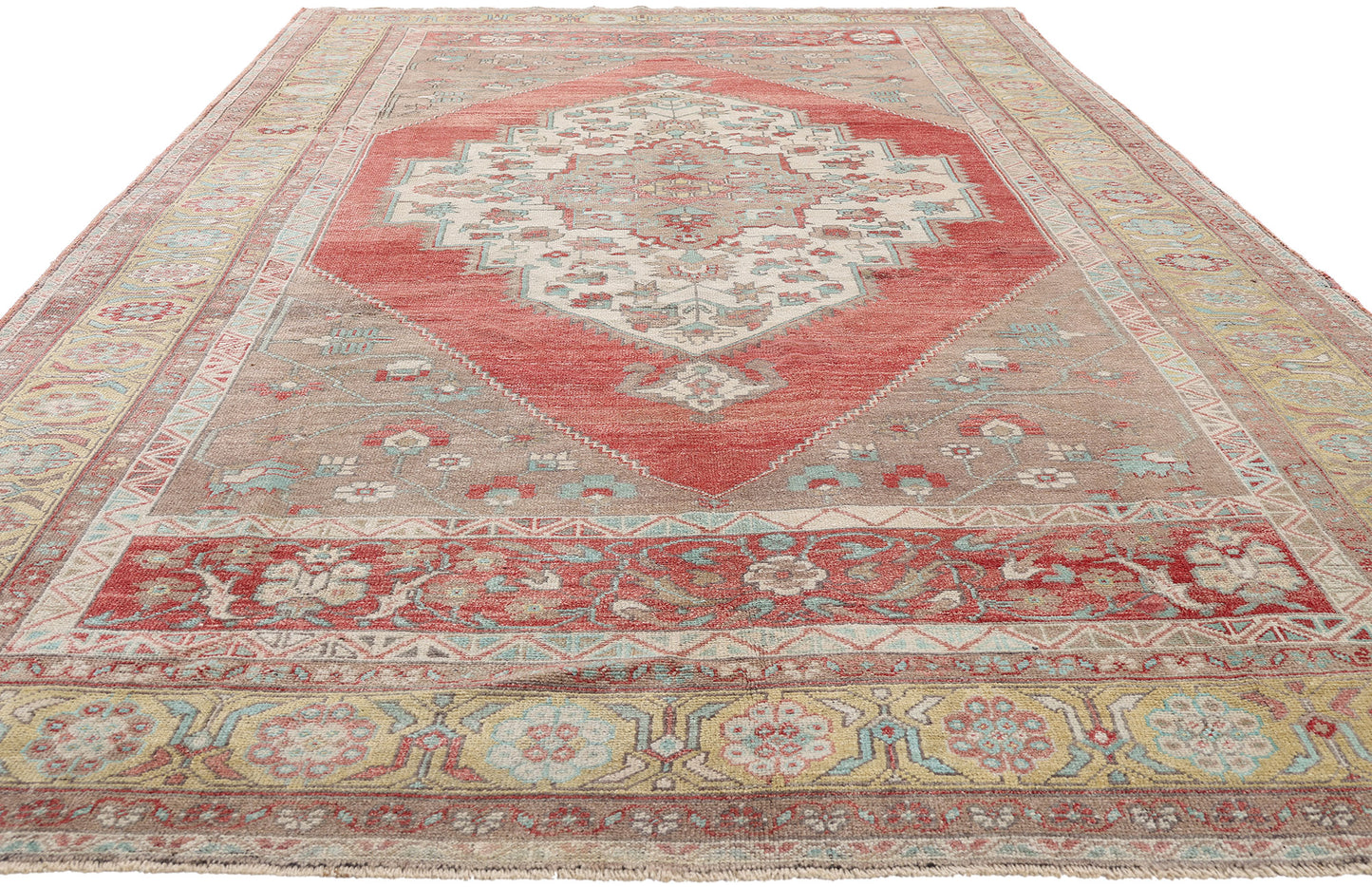 7 x 12 - Red Vintage Turkish Oushak Rug - 54119