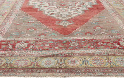 7 x 12 - Red Vintage Turkish Oushak Rug - 54119