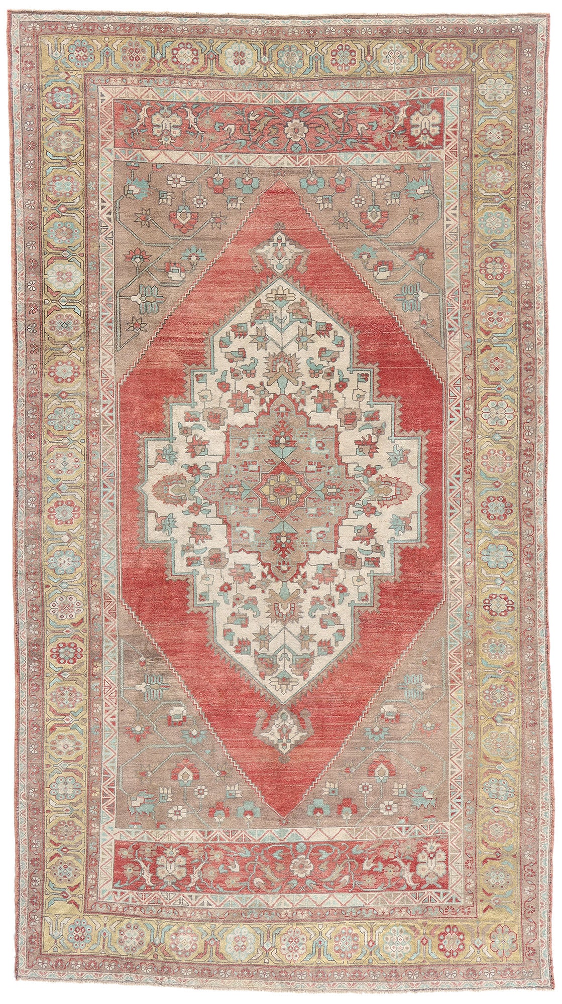 7 x 12 - Red Vintage Turkish Oushak Rug - 54119