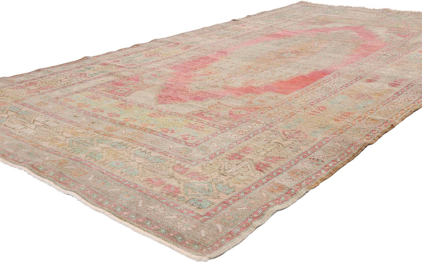5 x 9 - Pink Vintage Turkish Oushak Rug - 54120