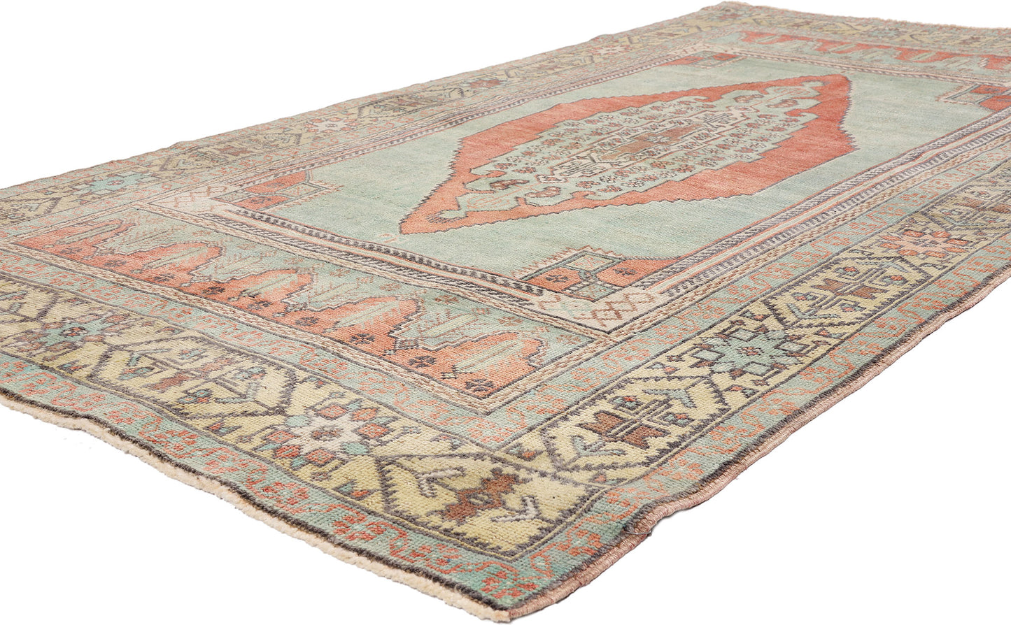 5 x 8 - Green Vintage Turkish Oushak Rug - 54121
