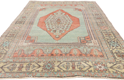 5 x 8 - Green Vintage Turkish Oushak Rug - 54121