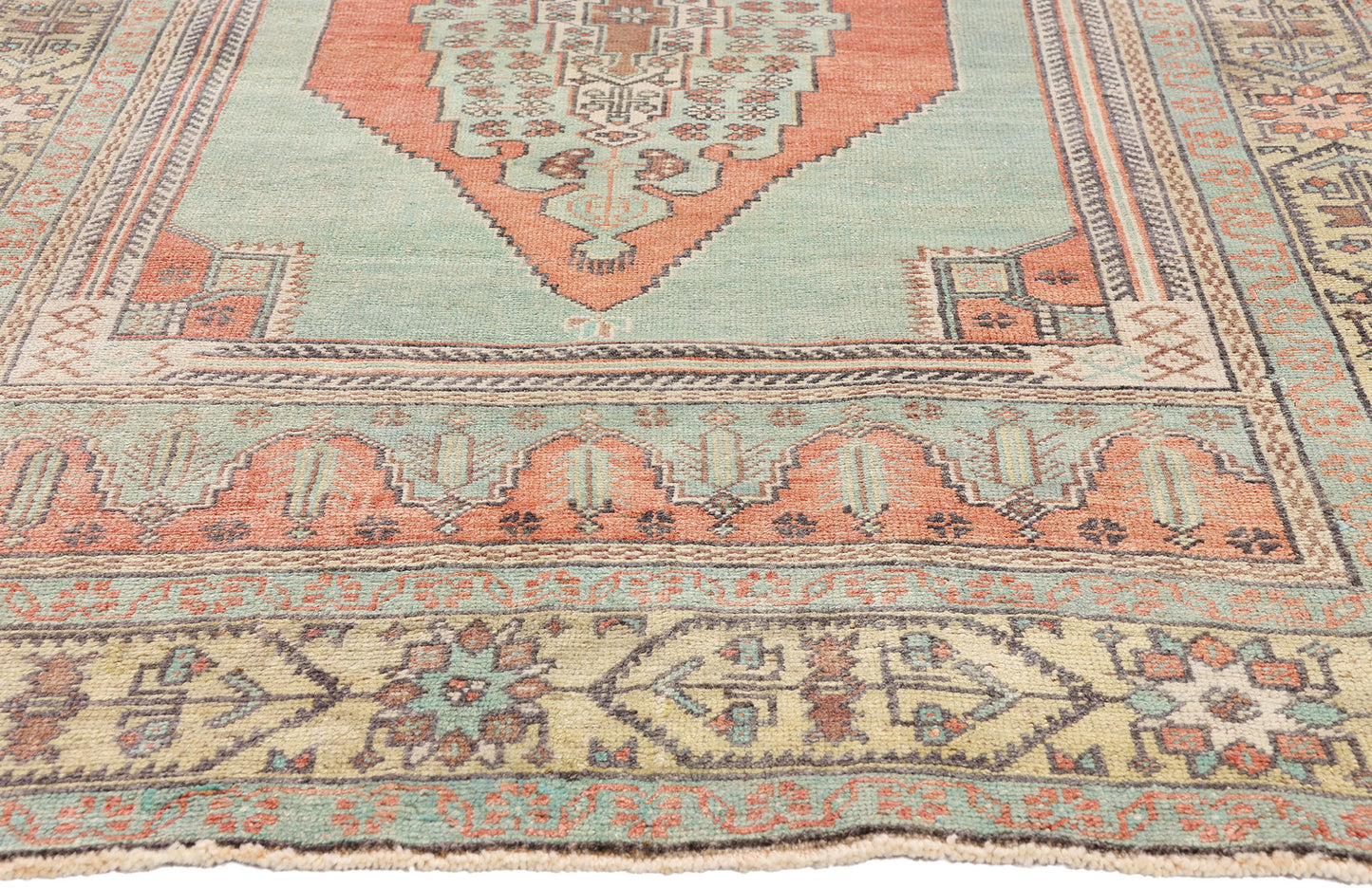 5 x 8 - Green Vintage Turkish Oushak Rug - 54121