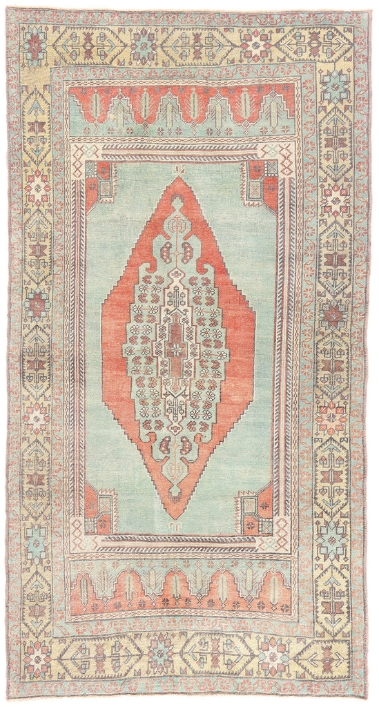 5 x 8 - Green Vintage Turkish Oushak Rug - 54121