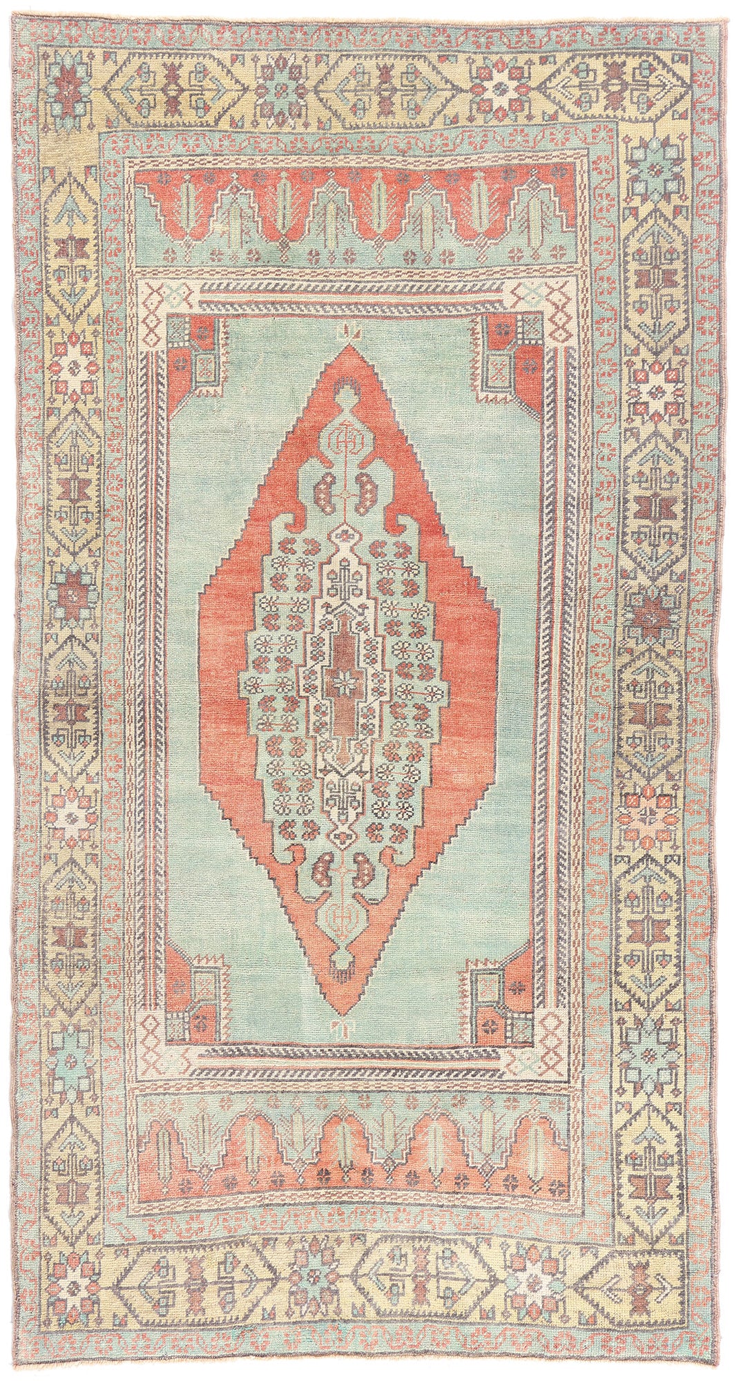 5 x 8 - Green Vintage Turkish Oushak Rug - 54121