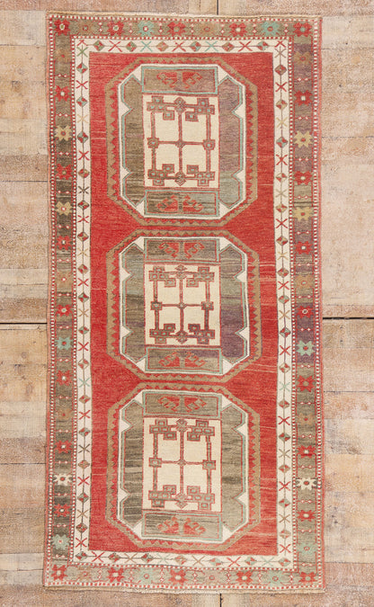 3 x 7 - Red Vintage Turkish Oushak Rug - 54122