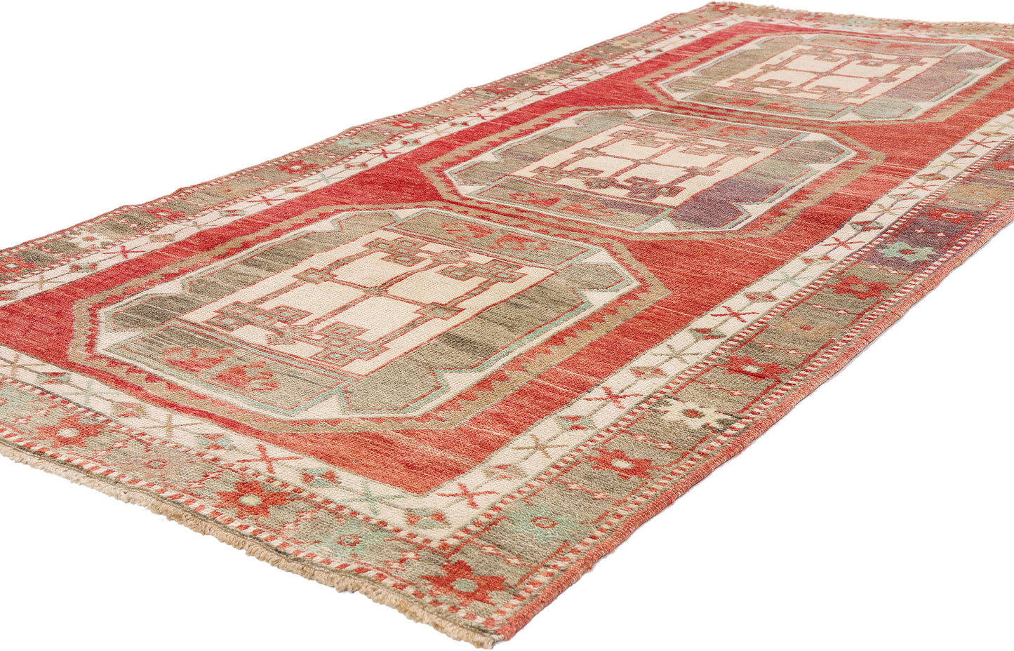 3 x 7 - Red Vintage Turkish Oushak Rug - 54122