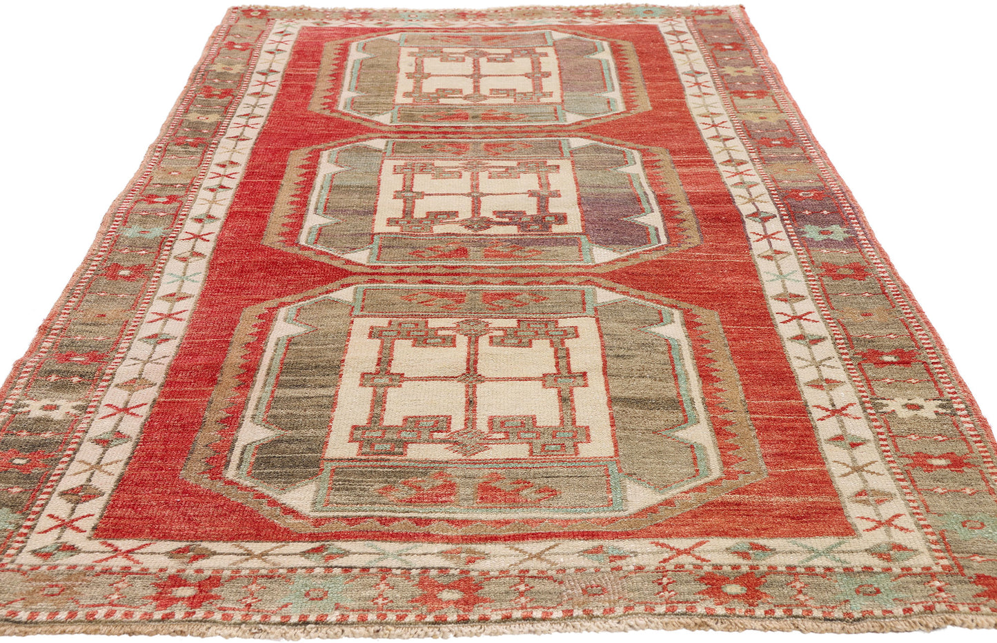 3 x 7 - Red Vintage Turkish Oushak Rug - 54122