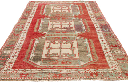 3 x 7 - Red Vintage Turkish Oushak Rug - 54122