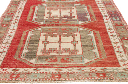 3 x 7 - Red Vintage Turkish Oushak Rug - 54122