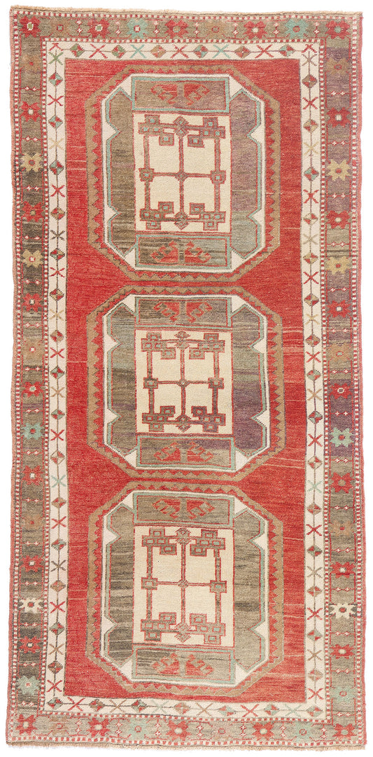 3 x 7 - Red Vintage Turkish Oushak Rug - 54122