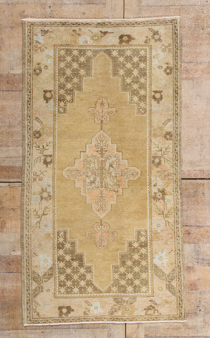 3 x 6 - Tan Vintage Turkish Oushak Rug - 54123