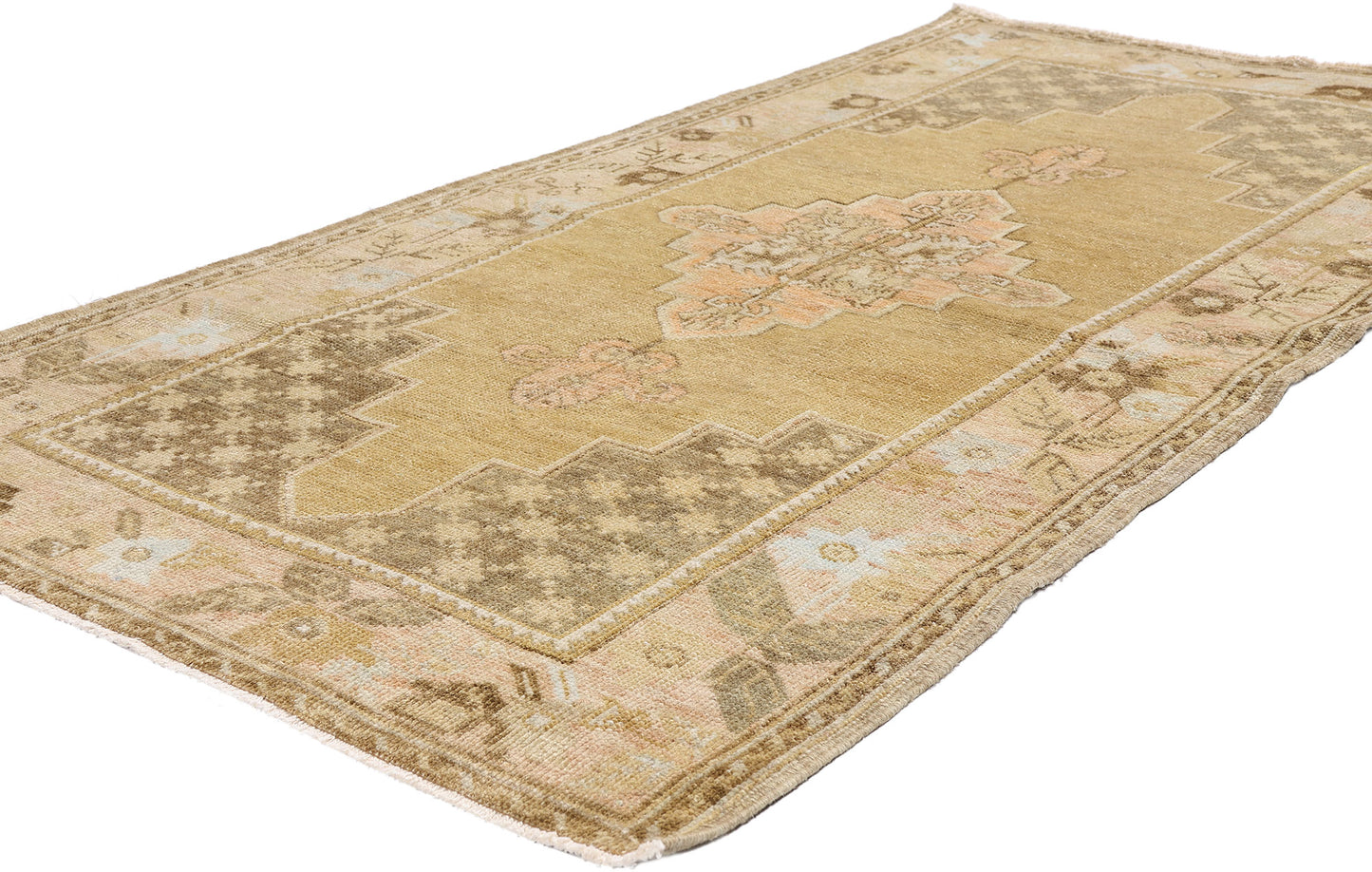 3 x 6 - Tan Vintage Turkish Oushak Rug - 54123