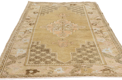 3 x 6 - Tan Vintage Turkish Oushak Rug - 54123
